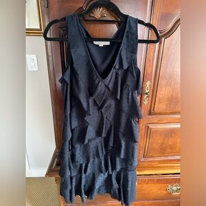 LOFT Navy Ruffle Sleeveless Dress Size 8